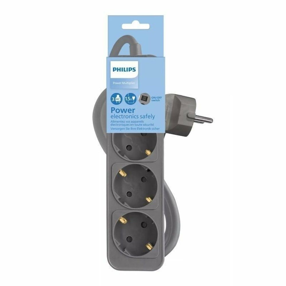 Steckdosenleiste mit 3 Steckdosen mit Schalter Philips CHP2134G/12