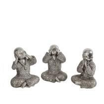 Set of Figures Romimex Silver Monk 11 x 15 x 10 cm 3 Pieces