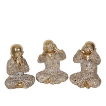 Set of Figures Romimex Golden Monk 17 x 22 x 15 cm 3 Pieces