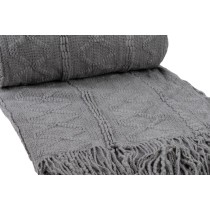 Blanket Romimex Grey With tassles 130 x 200 x 1 cm