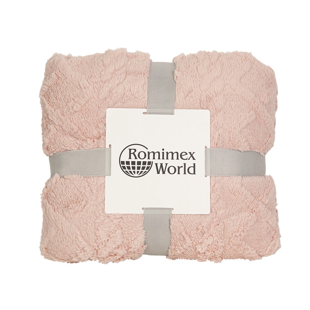 Blanket Romimex Pink 180 x 200 x 2 cm Velvet