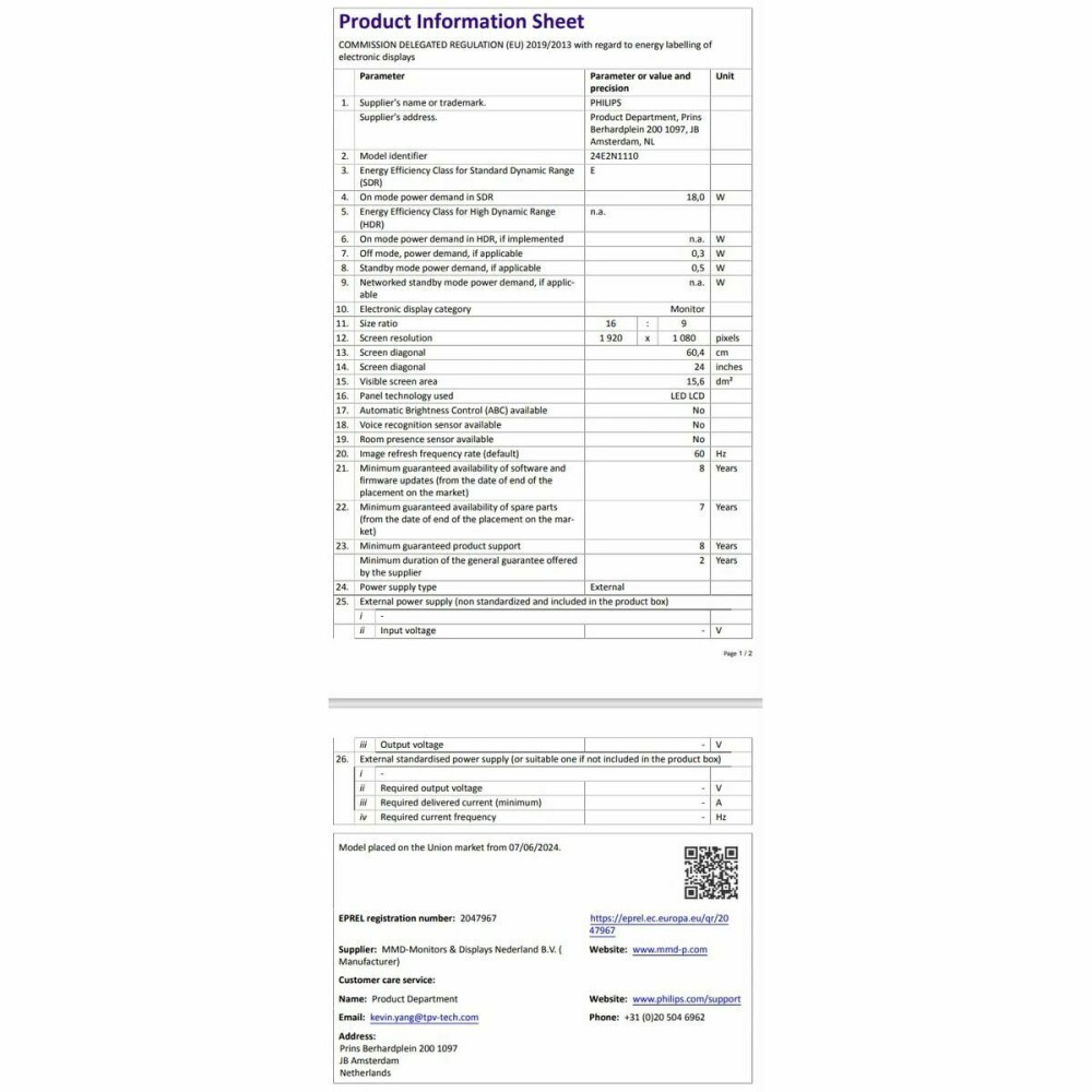 Écran Philips 23,8" Full HD