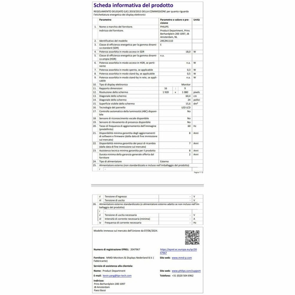 Écran Philips 23,8" Full HD
