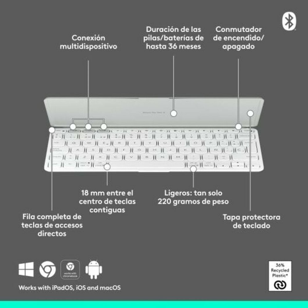 Keyboard Logitech 920-012974 White Grey QWERTY