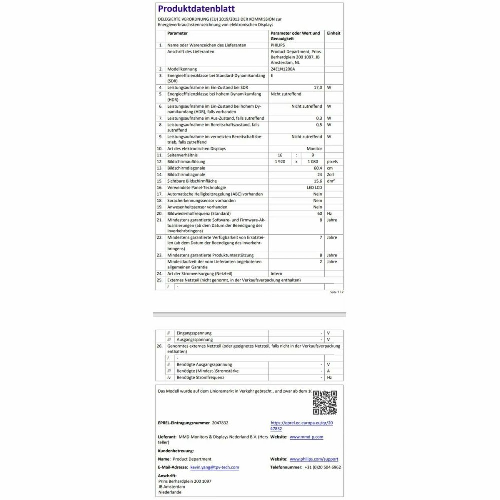 Écran Philips 23,8" Full HD