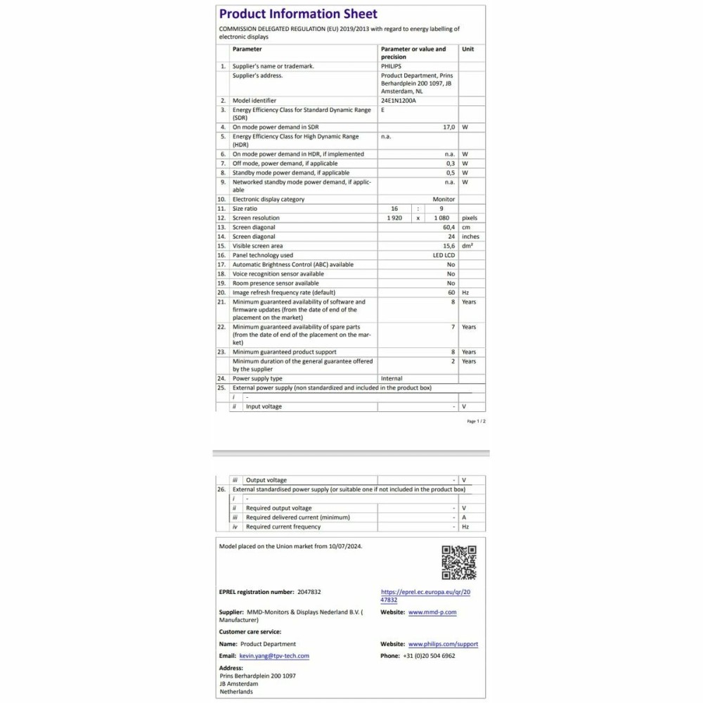 Écran Philips 23,8" Full HD