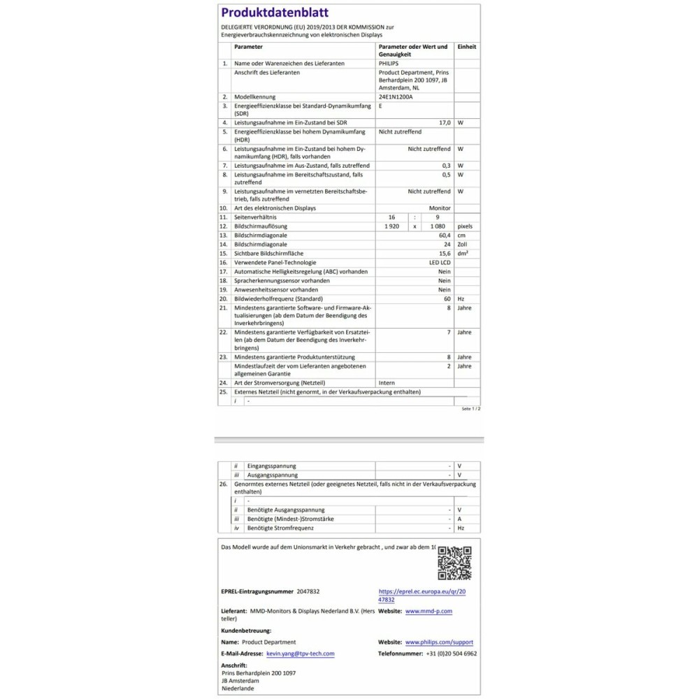 Écran Philips 23,8" Full HD