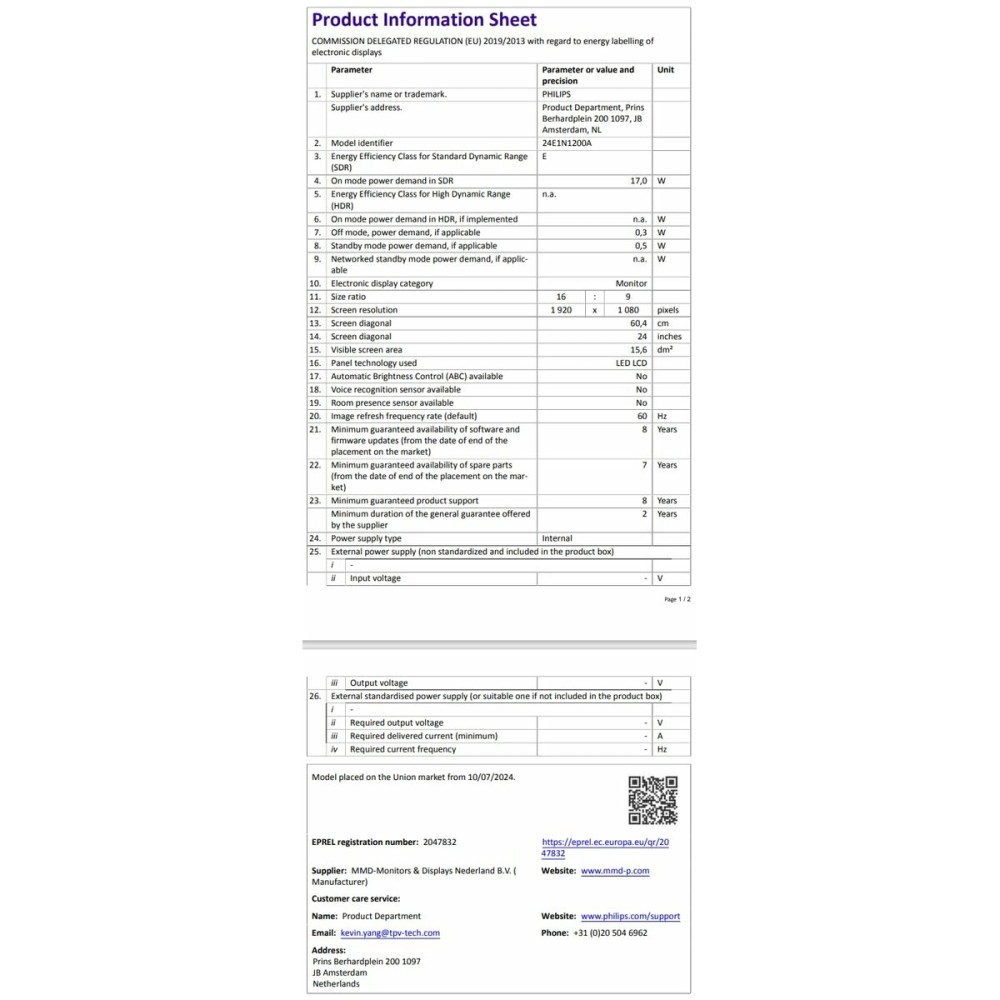 Écran Philips 23,8" Full HD