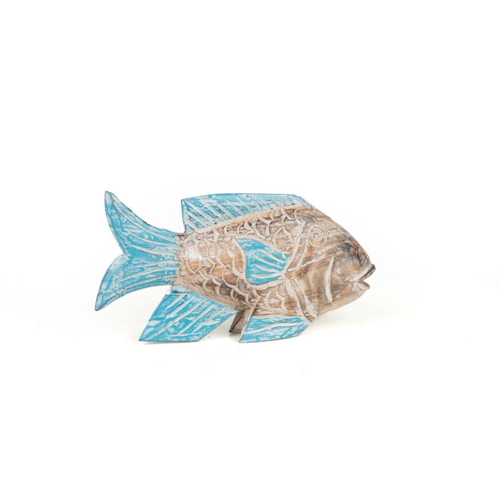 Décoration murale Romimex Turquoise Naturel Poisson 30 x 3 x 15 cm