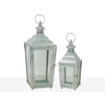 Lantern set Romimex White Metal Stripped 15 x 38 x 15 cm 2 Pieces