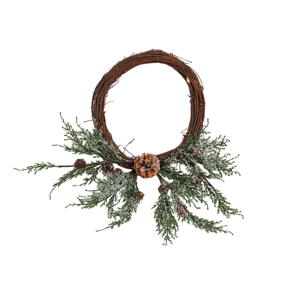 Couronne de Noël Romimex Marron Vert Polyéthylène Pomme de pin 30 x 40 x 30 cm