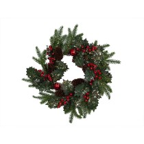 Advent wreathe Romimex Red Green Golden Polyethylene Pine cone Christmas Baubles 45 x 45 x 45 cm