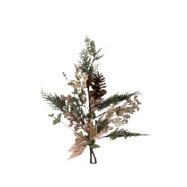 Décorations de Noël Romimex Marron Vert Rose Fleurs Pomme de pin Branche 28 x 53 x 28 cm