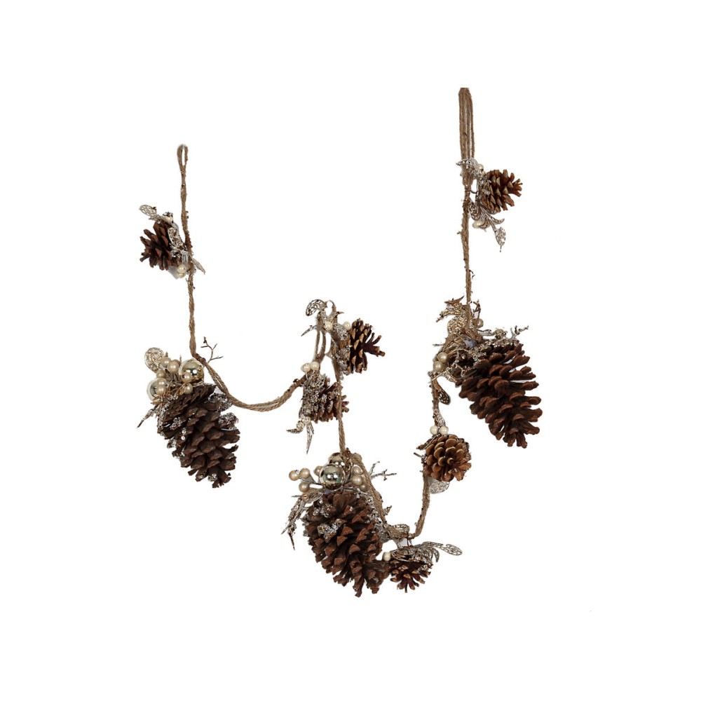 Christmas garland Romimex Brown Golden Polyethylene Pine cone Christmas Baubles 20 x 130 x 20 cm