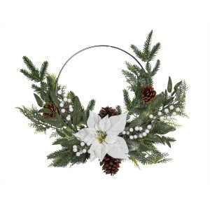 Advent wreathe Romimex White Brown Green Polyethylene Flowers 45 x 55 x 45 cm