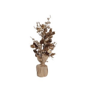 Fleurs décoratives Romimex Beige Bronze Pomme de pin Boules de Noël 8 x 43 x 8 cm