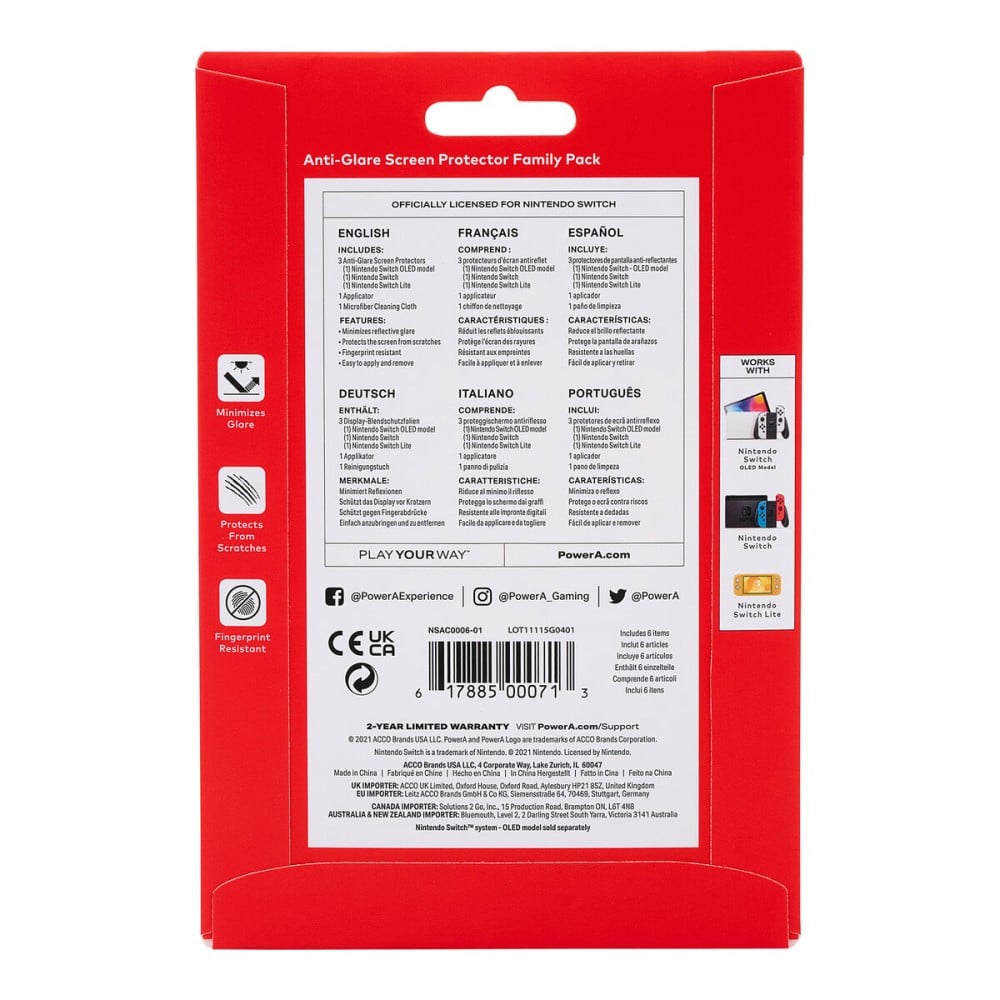 Protecteur d'Ecran pour Nintendo Switch Powera NSAC0006-02