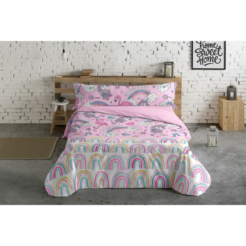 Parure de couette Pierre Cardin Unicornios Rose Lit 1 persone 3 Pièces