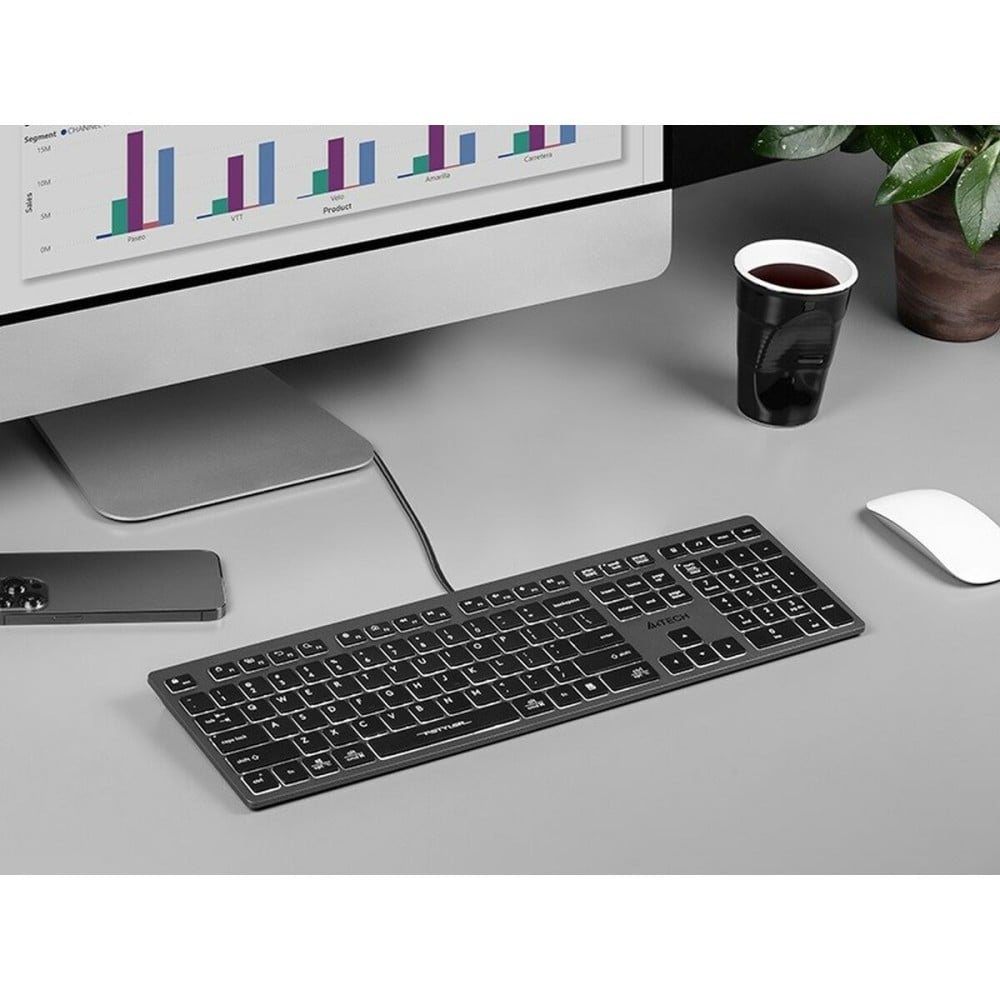 Clavier A4 Tech A4TKLA47125 Blanc Noir Gris QWERTY