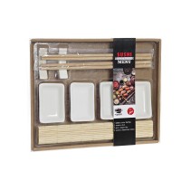 Sushi Set DKD Home Decor Metal Bamboo White Natural Oriental 30 x 40 cm 28 x 22 x 2,5 cm (9 Pieces)