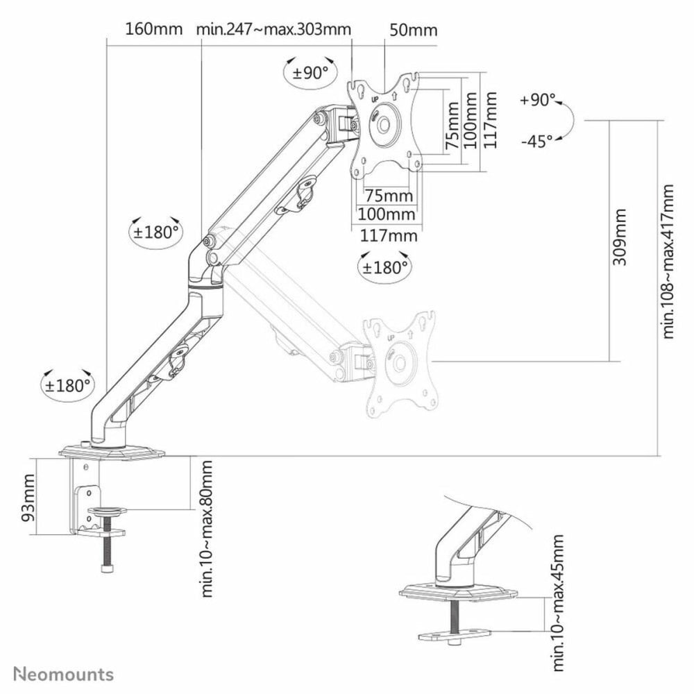 Bildschirm-Träger für den Tisch Neomounts FPMA-D650BLACK 