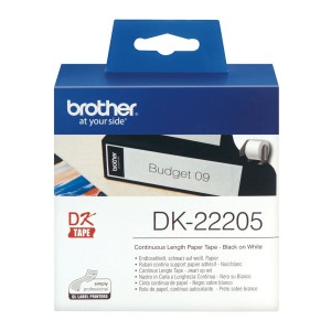 Papier Continu pour Imprimantes Brother DK22205 Blanc Noir (1 Unité)