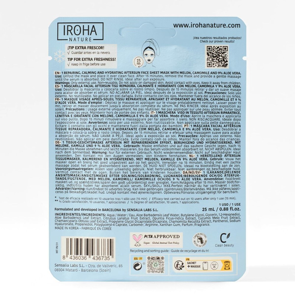 Facial Mask Iroha Repairing calms and hydrates Melon (1 Unit)