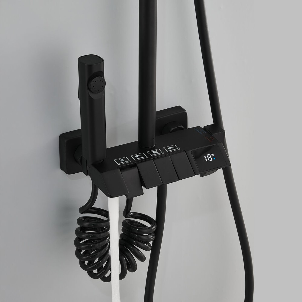 Shower Column Fontastock Black Stainless steel ABS Plastic