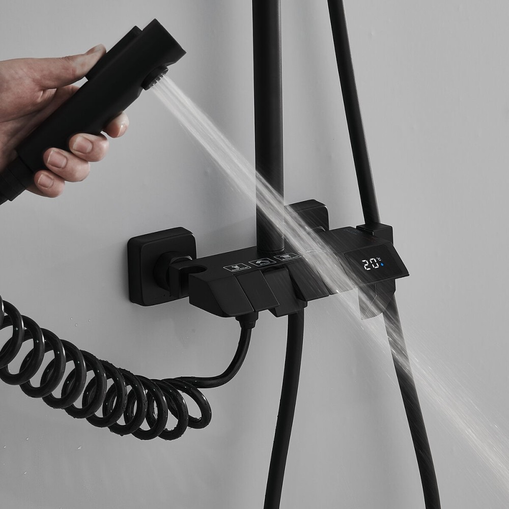 Shower Column Fontastock Black Stainless steel ABS Plastic