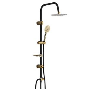 Shower Column Fontastock Black Golden Stainless steel ABS Chromed