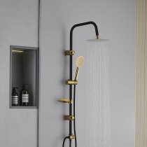 Shower Column Fontastock Black Golden Stainless steel ABS Chromed