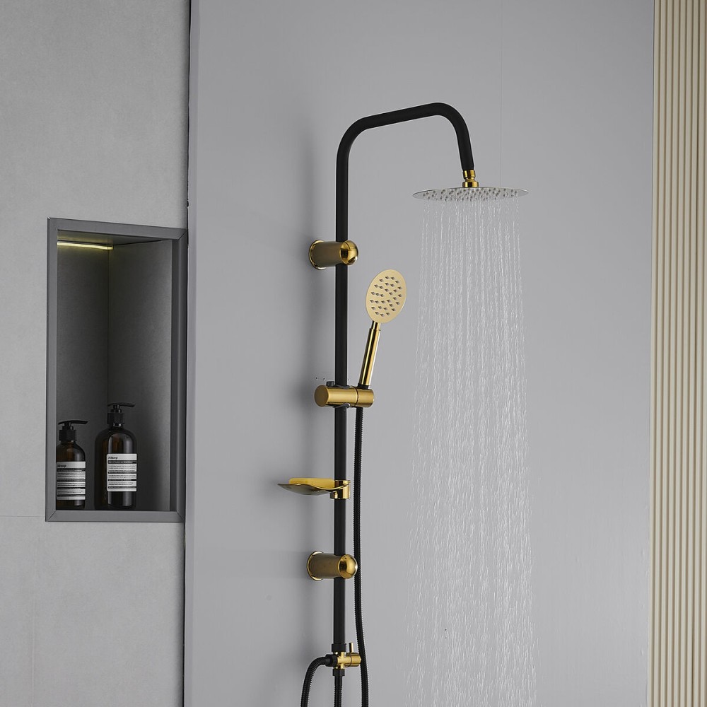 Shower Column Fontastock Black Golden Stainless steel ABS Chromed