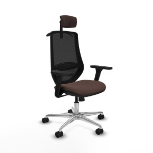 Chaise de Bureau avec Appui-tête Mardos Piqueras y Crespo D086N2H Noir Brun foncé