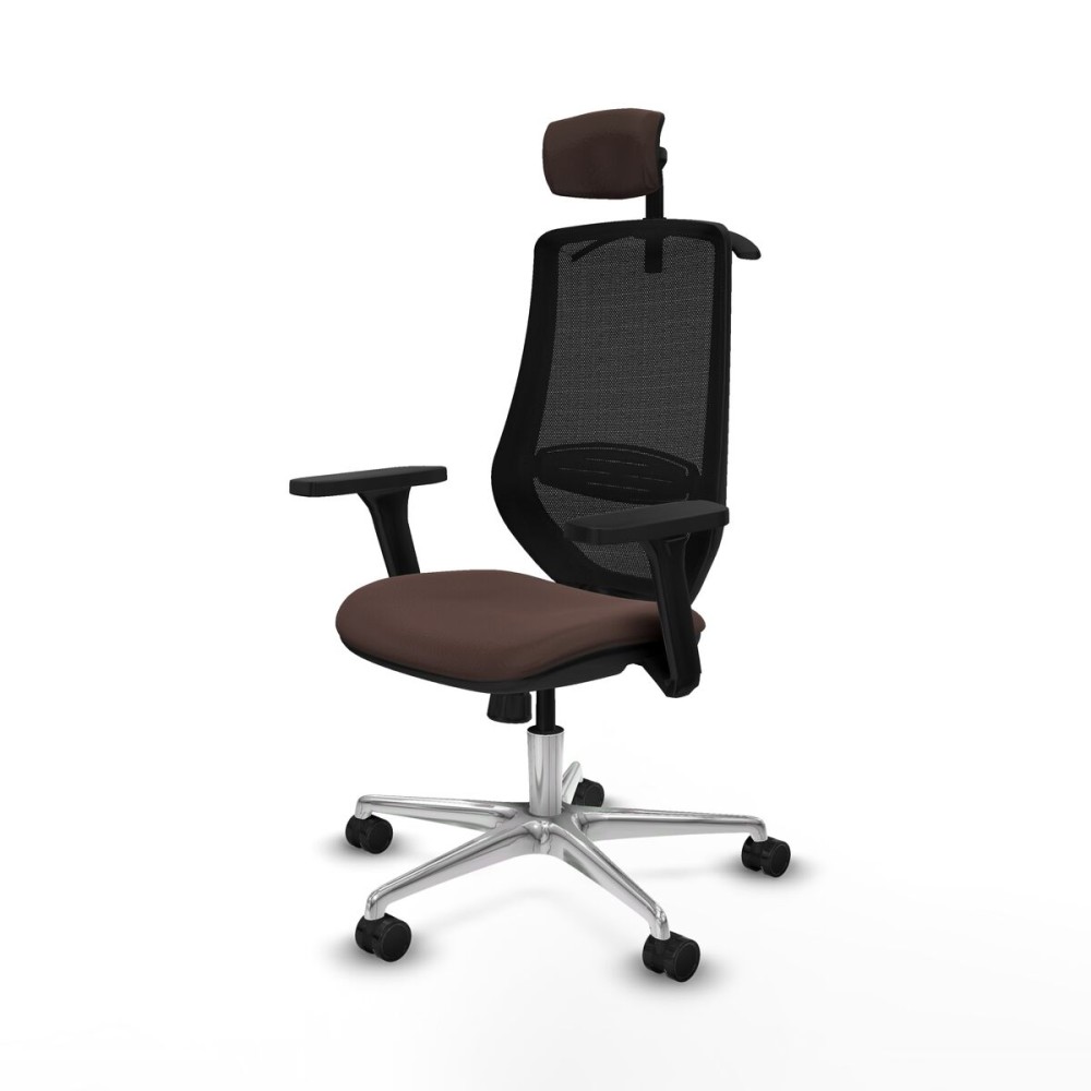 Chaise de Bureau avec Appui-tête Mardos Piqueras y Crespo D086N2H Noir Brun foncé
