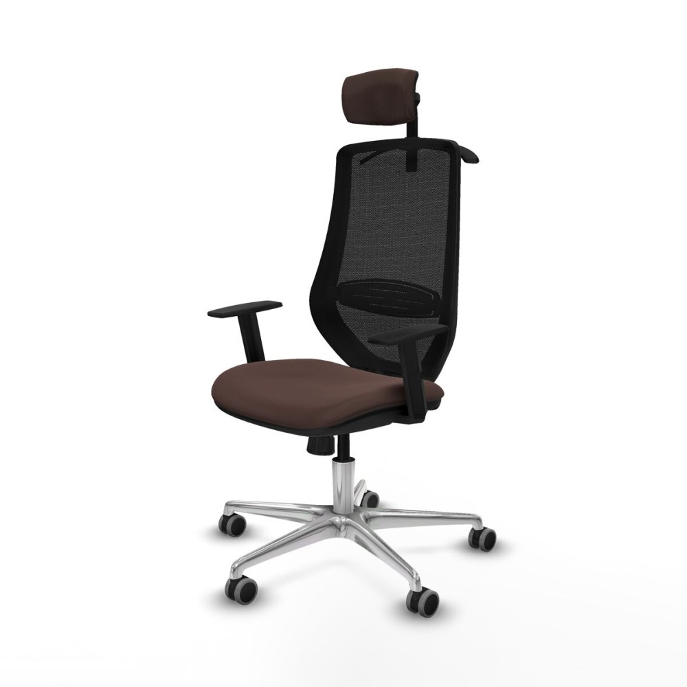 Chaise de Bureau avec Appui-tête Mardos Piqueras y Crespo D086G2H Noir Brun foncé