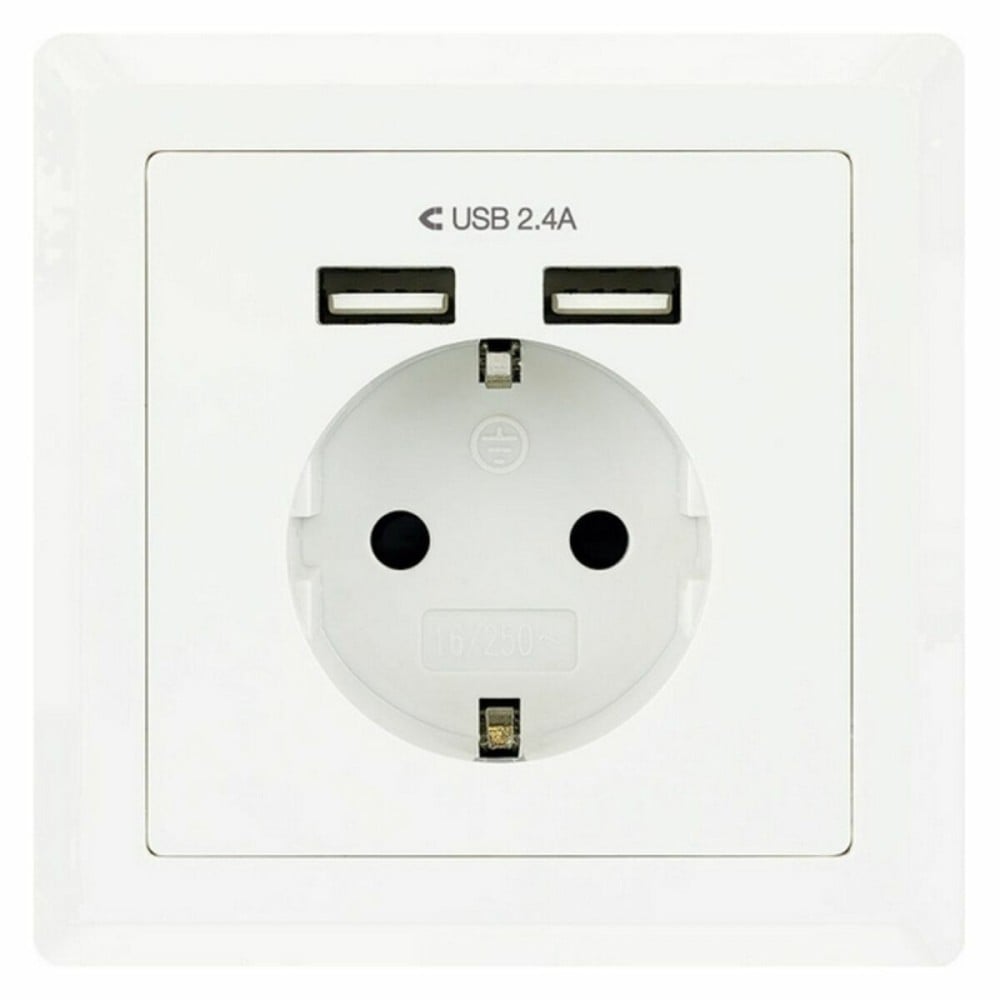 Prise Murale avec 2 Ports USB TooQ 10.35.0010 5V/2.4A Blanc 2,4 A
