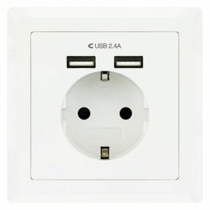 Wandstecker mit 2 USB-Ports TooQ 10.35.0010 5V/2.4A Weiß 2,4 A