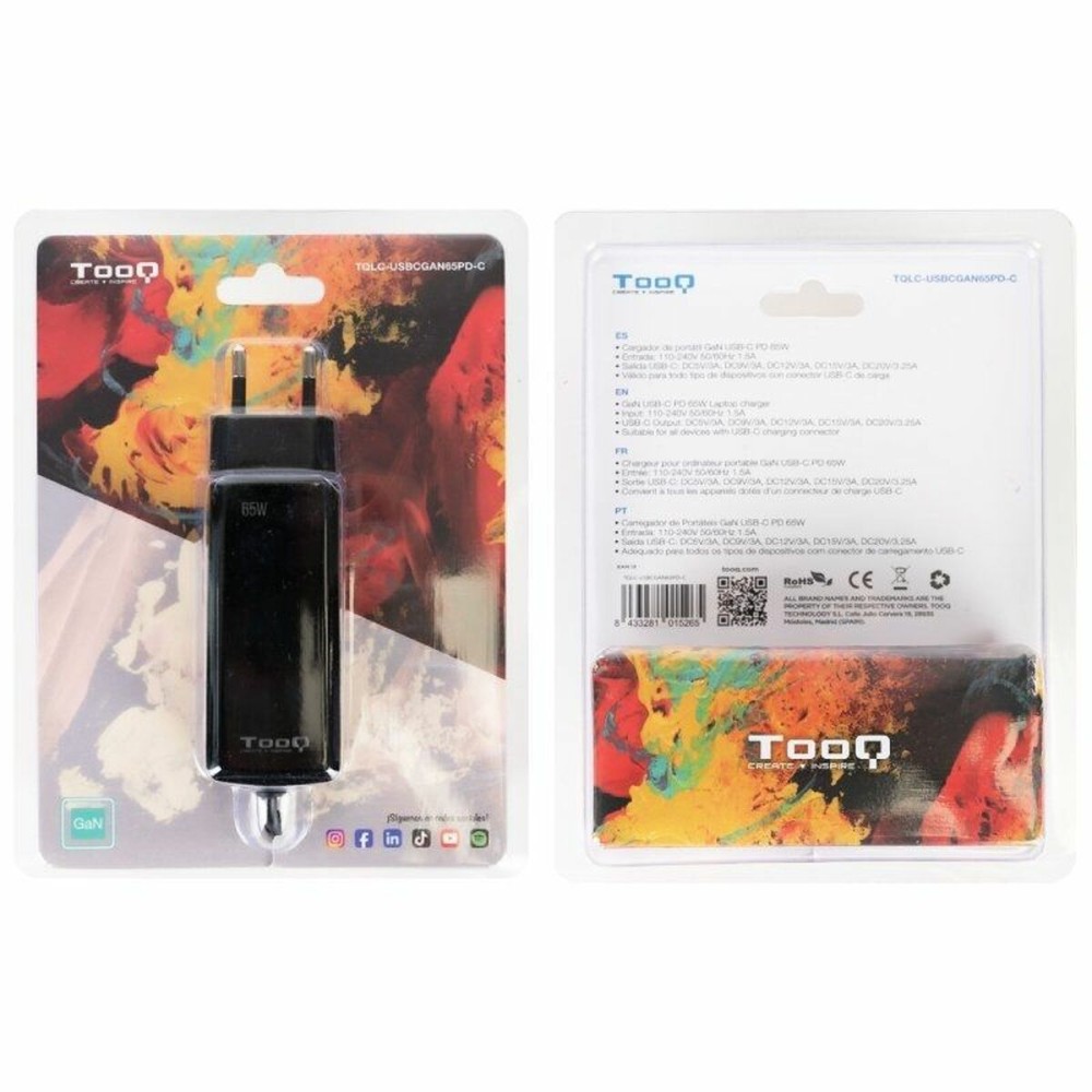Chargeur d'ordinateur portable TooQ TQLC-USBCGAN65PD-C 65 W