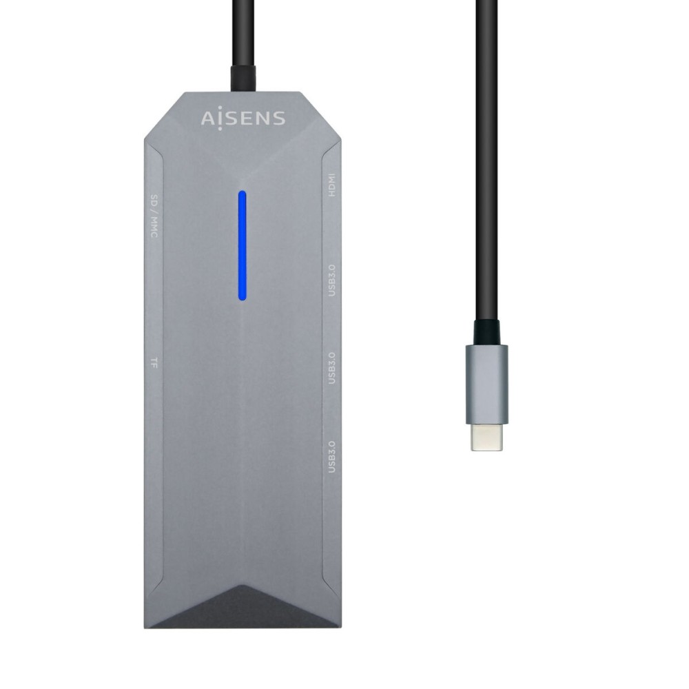 USB Hub Aisens ASUC-8P004-GR Grey 100 W 4K Ultra HD (1 Unit)