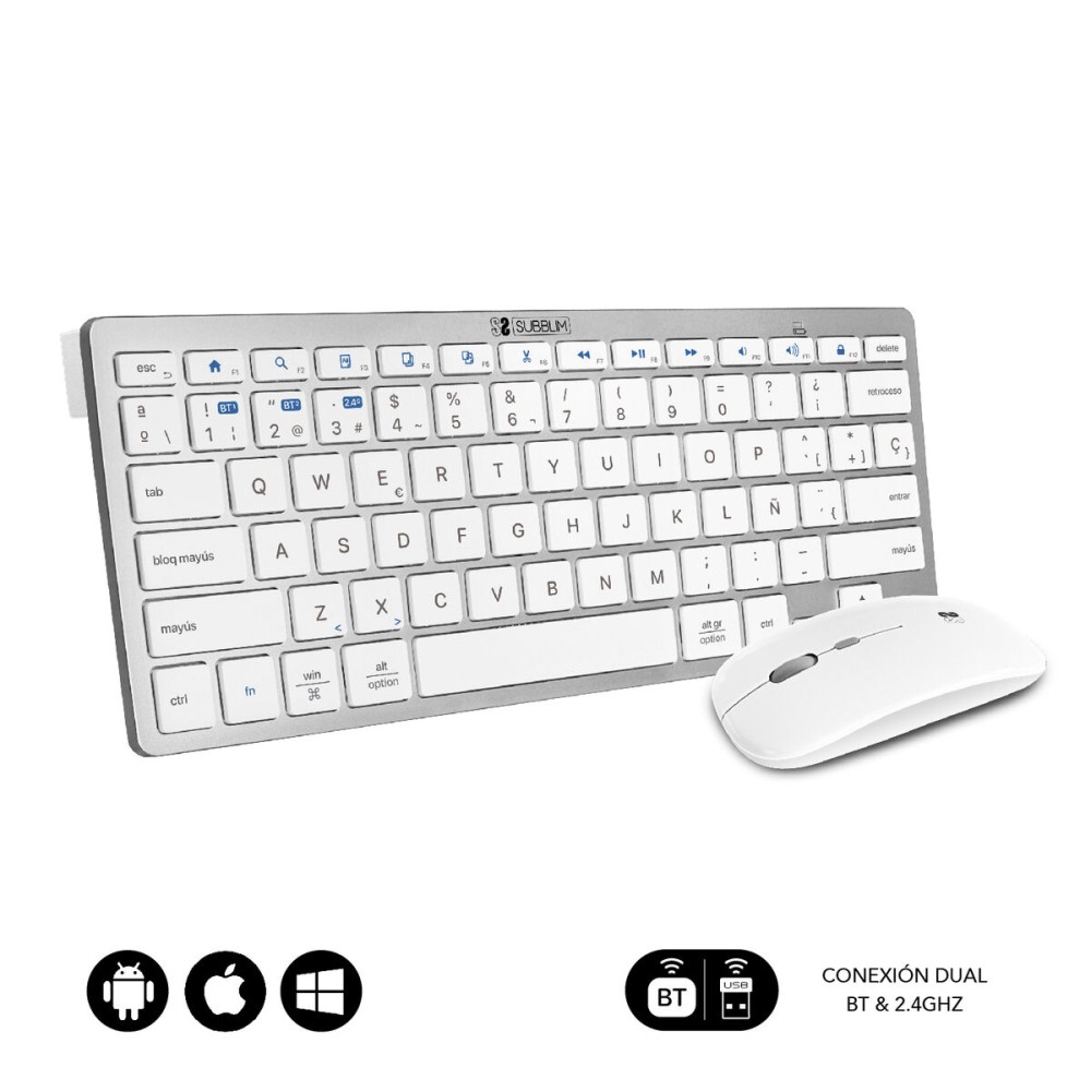 Tastatur mit Maus Subblim SUBKBC-OCO010 Silber