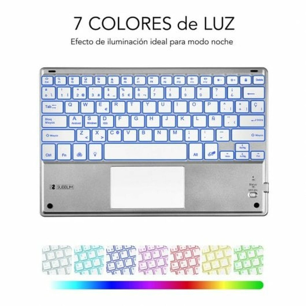 Bluetooth-Tastatur für Tablet Subblim SUB-KBT-SMBT50 Silberfarben Qwerty Spanisch QWERTY