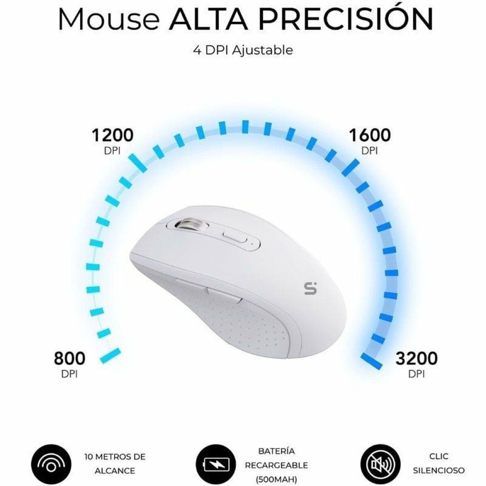 Tastatur mit Maus Subblim SUBKBC-DCOPW1 Weiß