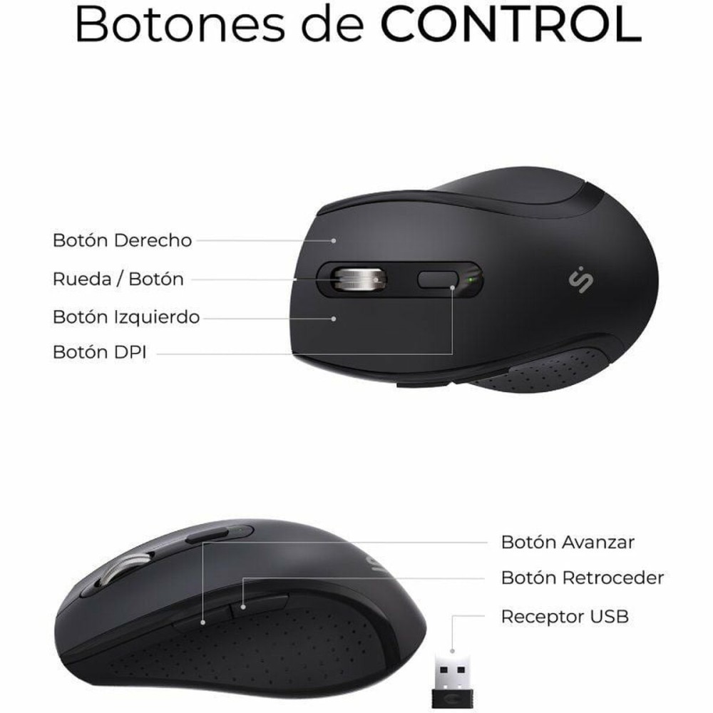 Tastatur mit Maus Subblim SUBKBC-DCOPW2 Schwarz