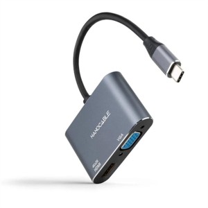 USB-C-zu-VGA/HDMI-Adapter NANOCABLE 10.16.4303 Grau 4K Ultra HD