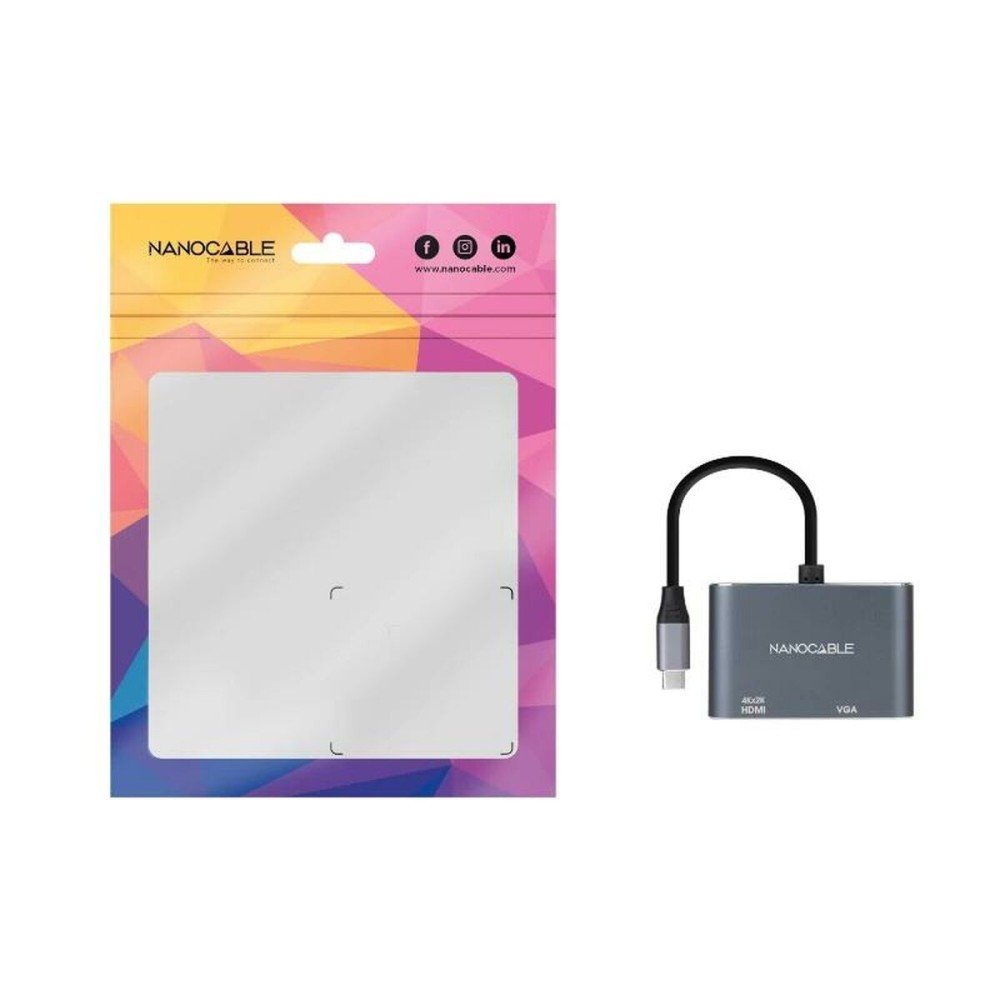 USB-C-zu-VGA/HDMI-Adapter NANOCABLE 10.16.4303 Grau 4K Ultra HD
