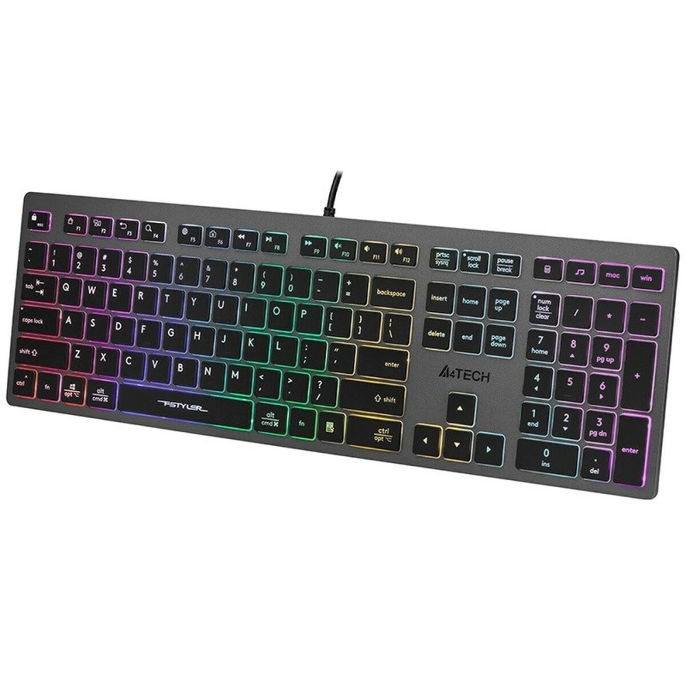 Clavier A4 Tech B120N Noir Gris Monochrome Multi QWERTY