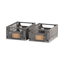 Jeu de Caisses de Rangement Empilables Gris foncé 25 x 16,5 x 10 cm