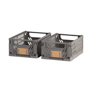 Jeu de Caisses de Rangement Empilables Gris foncé 25 x 16,5 x 10 cm
