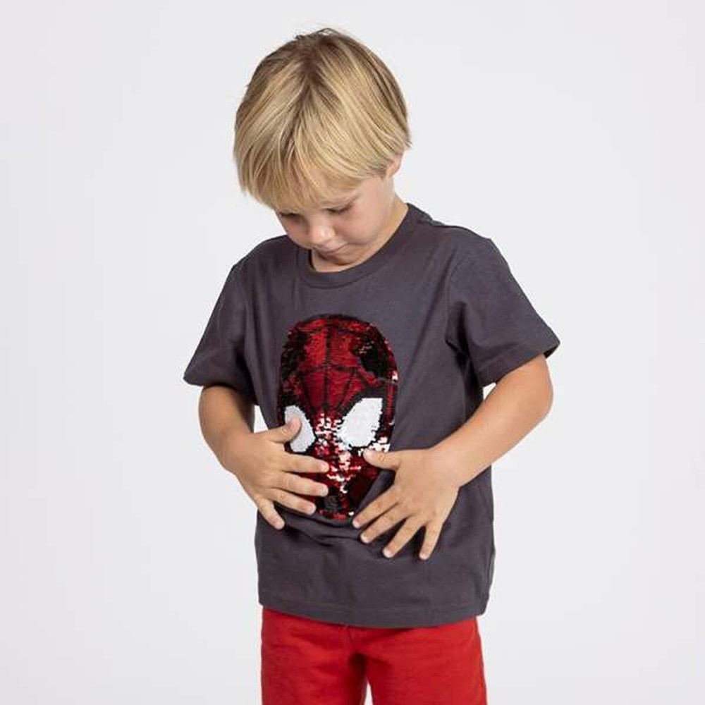 Jungen Kurzarm-T-Shirt Spider-Man Dunkelgrau