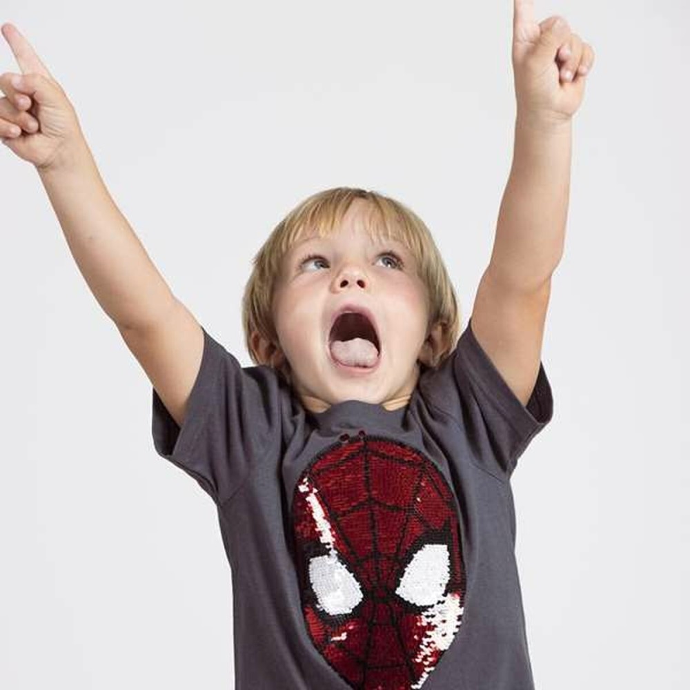 Jungen Kurzarm-T-Shirt Spider-Man Dunkelgrau